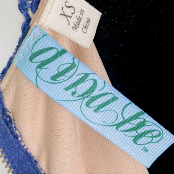 Anthropologie Lace Slip Boho Women's Dress Navy Blue Midi Built In Bra XS - Picture 10 of 13